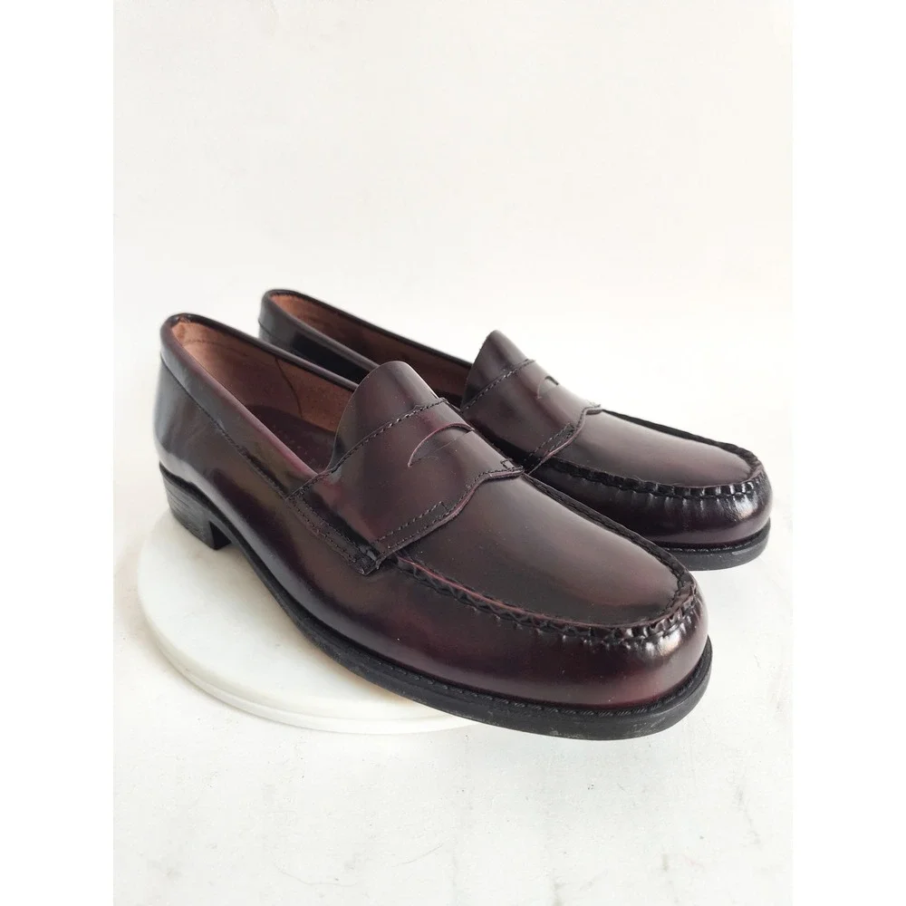 Bass Weejuns Penny Loafers 6.5 Burgundy Leather Flats Casell Preppy Academia